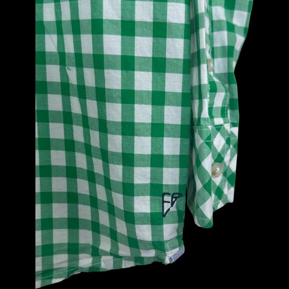Eddie Bauer Kids XL Green White Gingham Plaid Long Sleeve Button Up Shirt Cotton - Picture 4 of 14